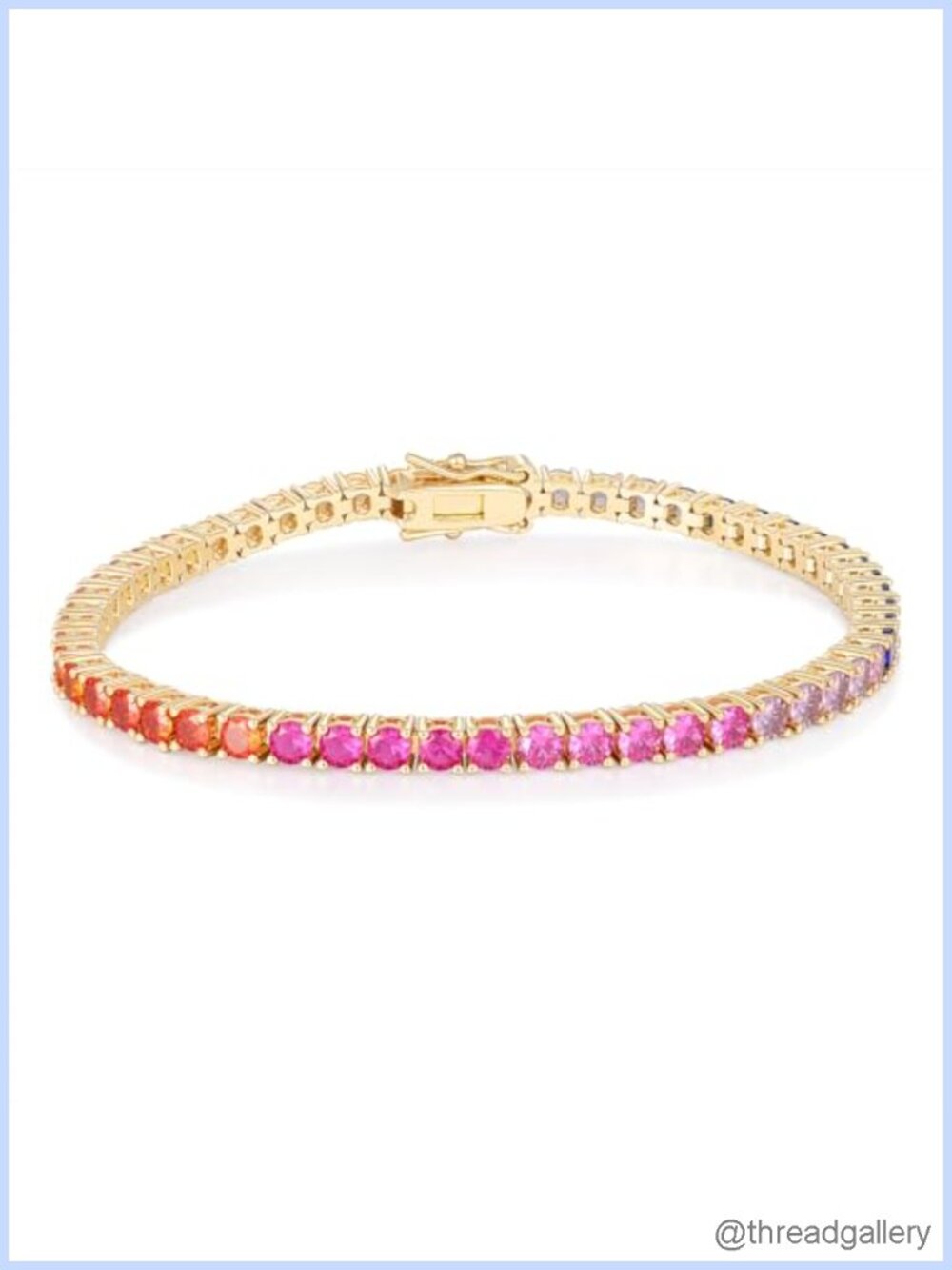 3mm Rainbow CZ Tennis Bracelet 14K Gold Plated Women's Link